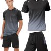 Gym Clothes workout shorts and long sleeve shirts for men running dry fit athletic outfits sets 6 pack