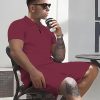 Men's Short Sets Outfits 2 piece Printed Animals Summer Tracksuit Short Sleeve Polo Shirt and Short Sets Vacation Outfits