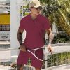 Men's Short Sets Outfits 2 piece Printed Animals Summer Tracksuit Short Sleeve Polo Shirt and Short Sets Vacation Outfits