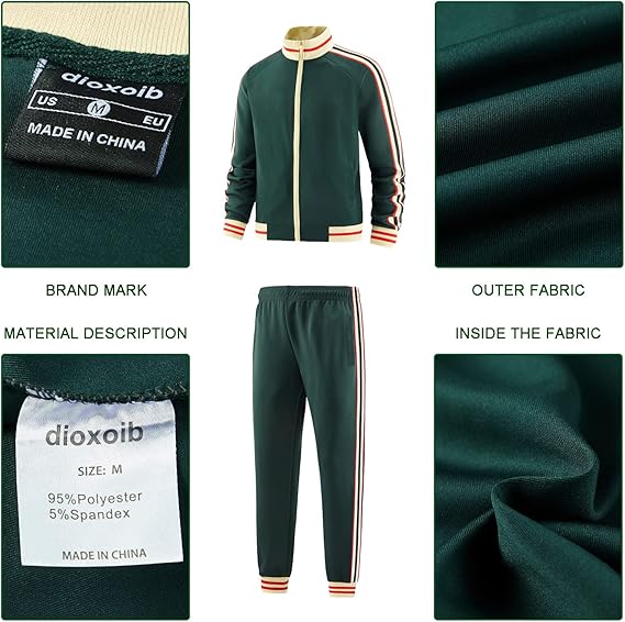 Men Track Suits Sets Long Sleeve Full-zip Sweatsuit Active Jackets and Pants 2 Piece Outfits